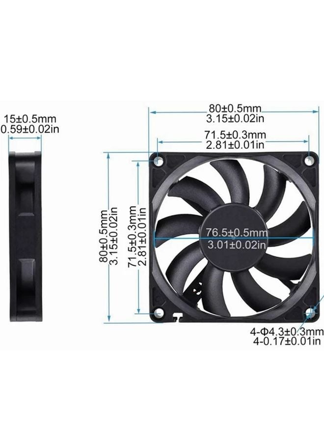 3 Pack DC 12V 80mm Computer Case Fan 8015pcs CPU Cooler Cooling Fan - Image 3