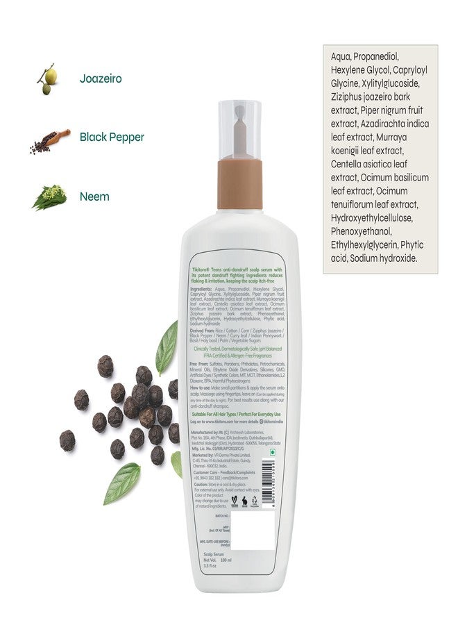 Tikitoro Teens Anti-Dandruff Scalp Serum with Joazeiro, Black Pepper, and Neem Promotes Good Microbes, Fights Dandruff Causing Fungi, Reduces Flaking and Itching, All Skin Types (Age: 11+) (100ml x 1) - Image 2