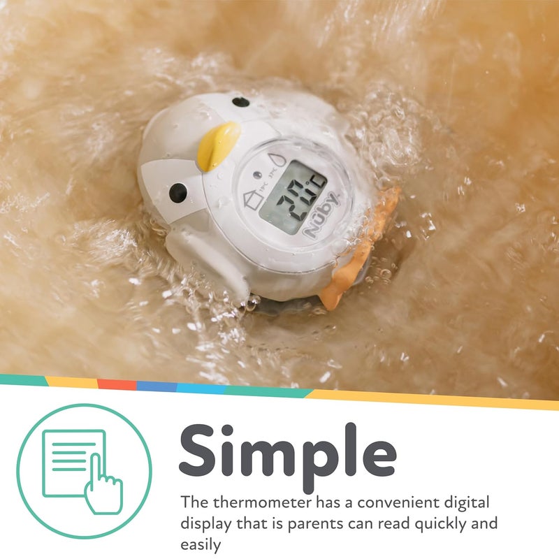 Nuby ترمومتر رقمي للحمام والغرفة من نابي - ترمومتر للأطفال لدرجات حرارة آمنة ومريحة في الحمام والغرفة - بطريق - Image 2
