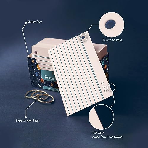 Turron Premium Blank Index Flash Cards | Punched with Binder Rings for Study, Notes & Revision (150, White, 3 x 5 Inch, 1-Side Ruled) - Image 3