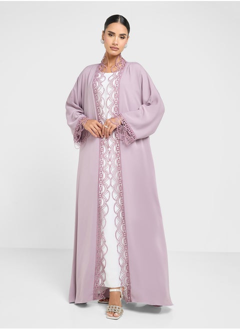 Abaya With Lace Border & Sheila