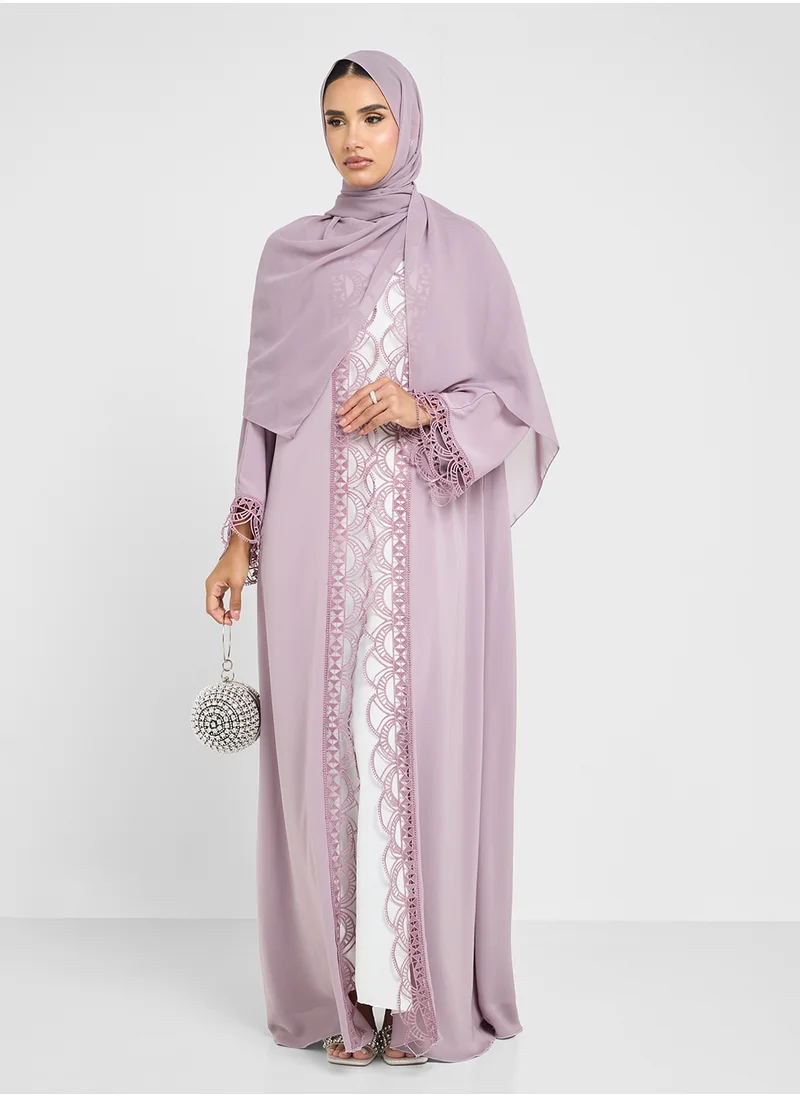 Khizana Abaya With Lace Border & Sheila