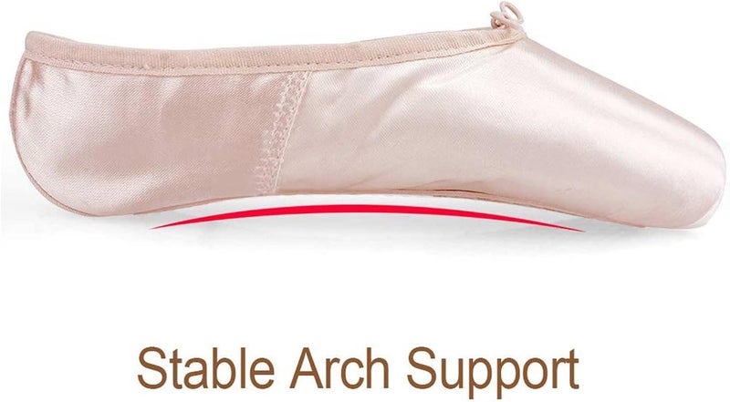 Daydance Ballet Pointe Shoes Girls Women Ribbon Ballerina Shoes with Toe Pads - Image 3