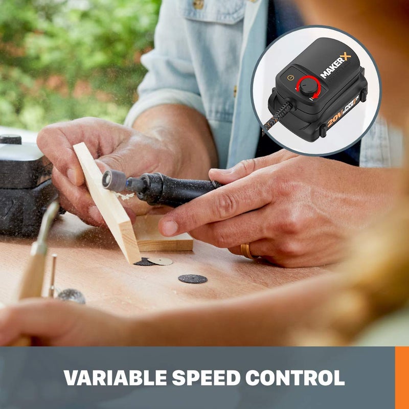 Worx MAKERX WX991L 3pc Crafting Tool Combo Kit - Rotary Tool + Angle Grinder + Wood & Metal Crafter - Image 3