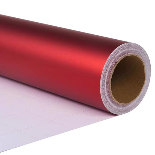 ZINTBIAL Metallic Red Wrapping Paper Roll with Cut Lines Solid Red Holiday Gift Wrap for Graduation Christmas Birthdays Baby Shower Wedding 175 in x 33 ft 48 sq ft Easy to Cut - Image 1