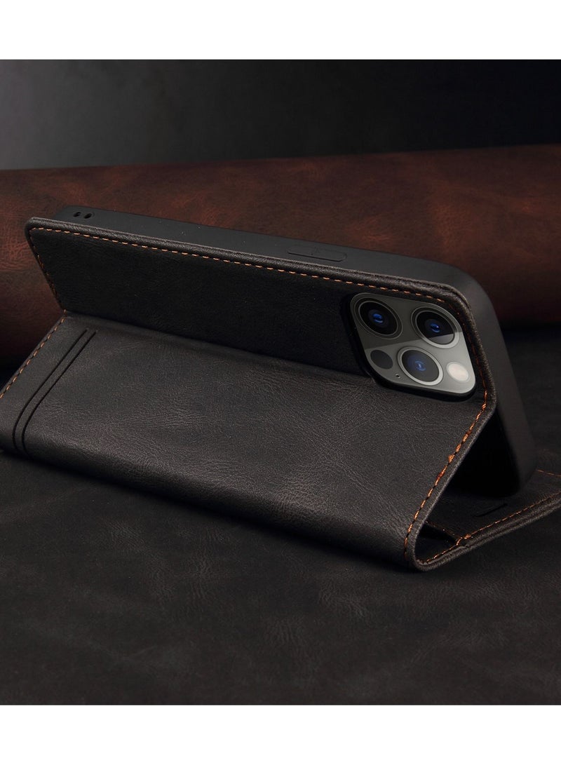 Suteni Flip Cover Leather Protective Hidden Card Slots Phone Case for iPhone - Image 3