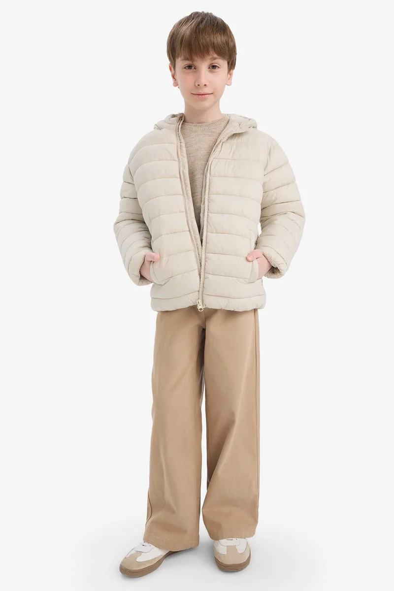 ديفاكتو Boy Hooded Zippered Waterproof Puffer Jacket