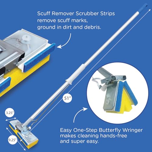 LOLA Squeezematic Butterfly Automatic Sponge Mop, 4 Mop Heads - 2 Foam w/ Cellulose Layer & 2 All Foam, 9" Head w/ Scuff Remover - Image 2