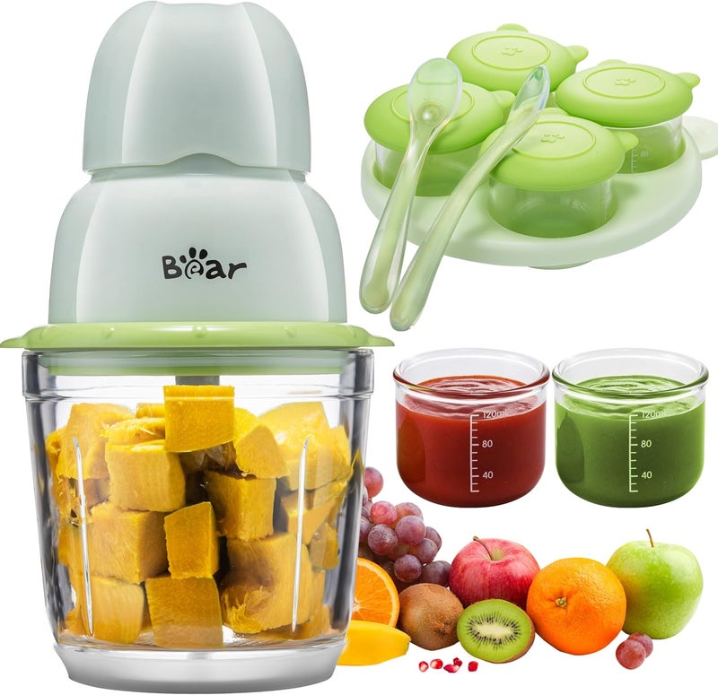 Bear Baby Food Maker Baby Food Processor Set with Baby Food Containers Silicone Spoons Baby Food Puree Blender for Fruit Vegetable Meat Make Fresh and Nutritious Meals for Your Little One - Image 1