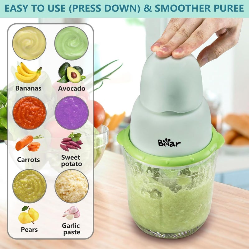 Bear Baby Food Maker Baby Food Processor Set with Baby Food Containers Silicone Spoons Baby Food Puree Blender for Fruit Vegetable Meat Make Fresh and Nutritious Meals for Your Little One - Image 4