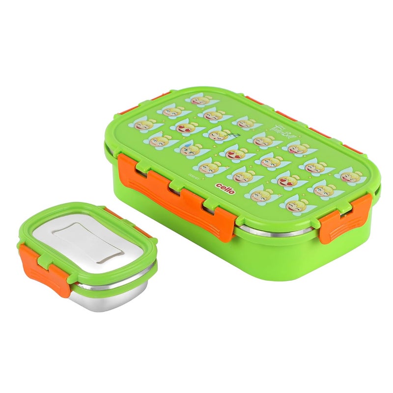 Cello CELLO Fun Food Big | 100% Food Grade | Leak Proof and Break Resistant | 2 Containers Lunch Box, 1024 ml, Green  - Image 1