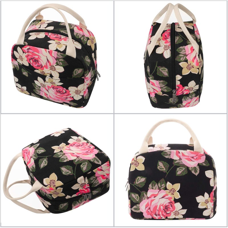 EurCross Work Lunch Bag for Women and Lidies,Trendy and Practical Floral Canvas Compact Lunch Tote Bento Box Bag - Image 3
