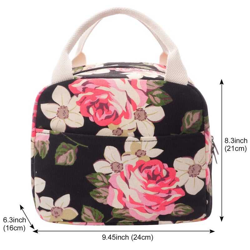 EurCross Work Lunch Bag for Women and Lidies,Trendy and Practical Floral Canvas Compact Lunch Tote Bento Box Bag - Image 2