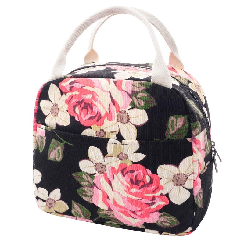 EurCross Work Lunch Bag for Women and Lidies,Trendy and Practical Floral Canvas Compact Lunch Tote Bento Box Bag - Image 1