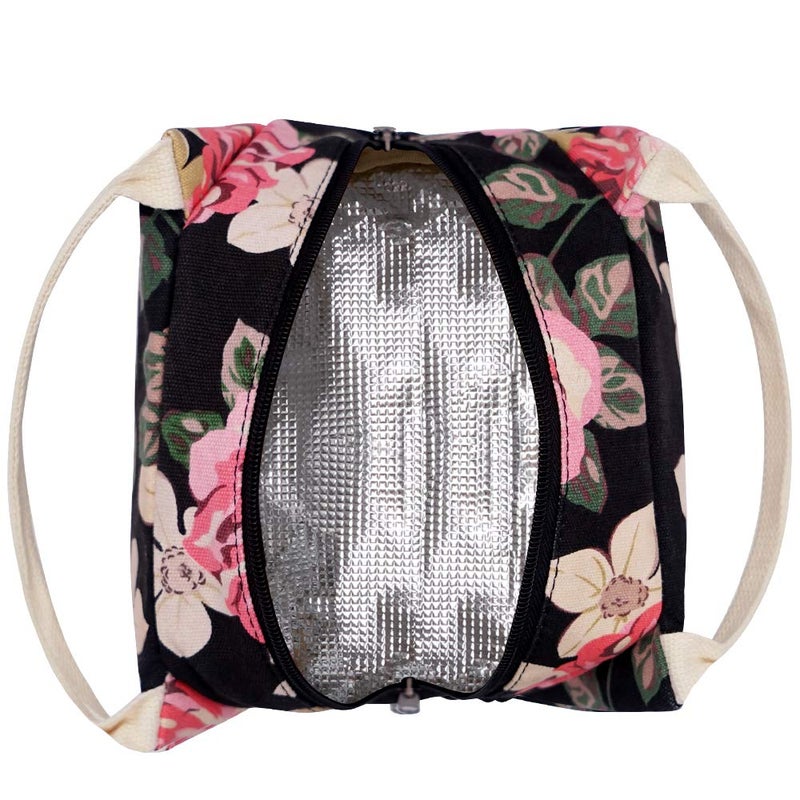 EurCross Work Lunch Bag for Women and Lidies,Trendy and Practical Floral Canvas Compact Lunch Tote Bento Box Bag - Image 4