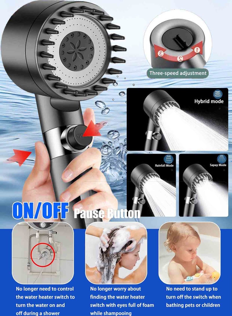 Thronest Pro Shower System | 3-Mode Turbo Booster & Skin Filter | Built-in Spray Gun + 3 Filters + 1.5m Hose +No-Punch Bracket| Family & Pets Spa Kit for Gym/Hotel (Easy Install) | Ultimate Water Saving Master|Grey - Image 2