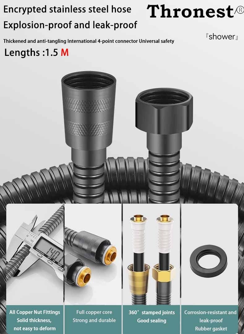 Thronest Pro Shower System | 3-Mode Turbo Booster & Skin Filter | Built-in Spray Gun + 3 Filters + 1.5m Hose +No-Punch Bracket| Family & Pets Spa Kit for Gym/Hotel (Easy Install) | Ultimate Water Saving Master|Grey - Image 4
