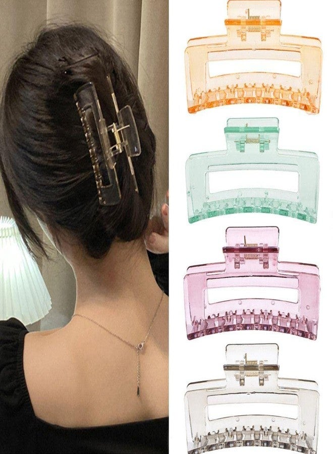 Bakefy� 4 piece Big Hair Claw Clips Transparent Candy Color Big Jaw Butterfly Hair Claw Clamp Large Strong Hold Barrette Hair Accessories for Women 4 PCS - Image 1