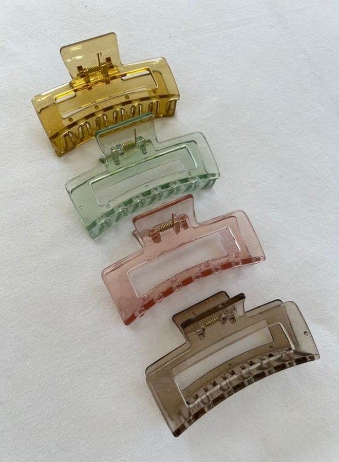 Bakefy� 4 piece Big Hair Claw Clips Transparent Candy Color Big Jaw Butterfly Hair Claw Clamp Large Strong Hold Barrette Hair Accessories for Women 4 PCS - Image 2