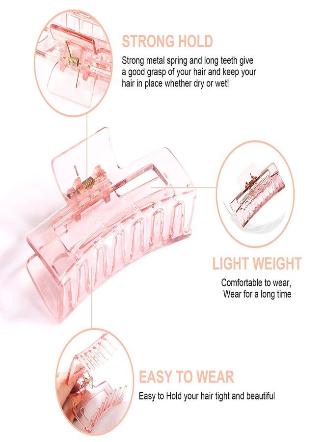 Bakefy� 4 piece Big Hair Claw Clips Transparent Candy Color Big Jaw Butterfly Hair Claw Clamp Large Strong Hold Barrette Hair Accessories for Women 4 PCS - Image 3