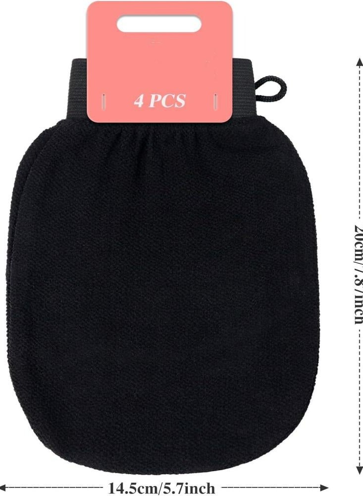 أوزيغالور 4 عبوات من قفازات التقشير العميق للجسم أثناء الاستحمام، قفاز تقشير الجسم لإزالة الجلد الميت مع حلقة معلقة - Image 2