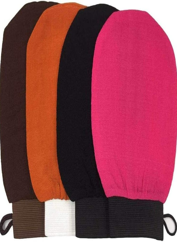 أوزيغالور 4 عبوات من قفازات التقشير العميق للجسم أثناء الاستحمام، قفاز تقشير الجسم لإزالة الجلد الميت مع حلقة معلقة - Image 1