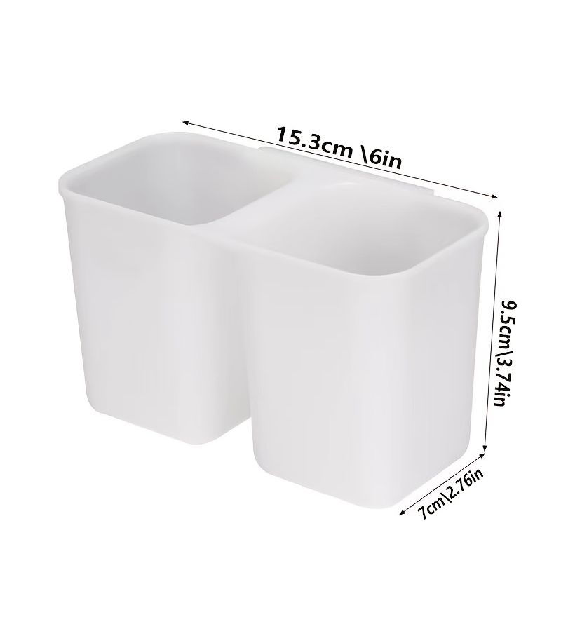 Black Plastic Chopstick Holder with Dual Cups for Kitchen Utensil Storage and Draining - Image 3