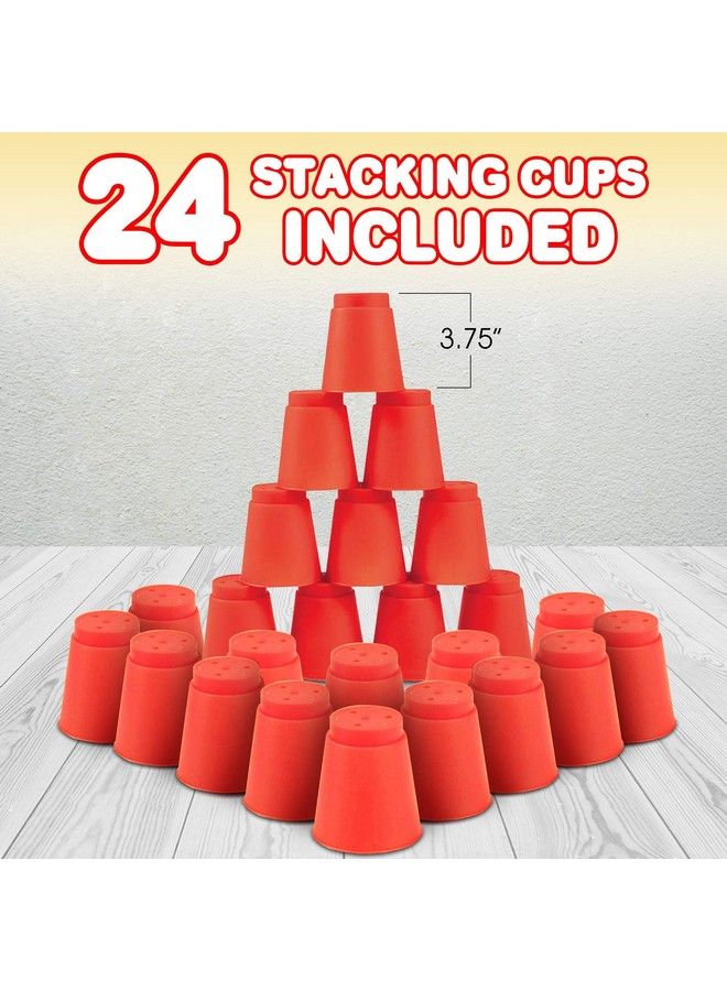 Gamie Stacking Cups Game With 18 Fun Challenges And Water Timer, 24 Stacking Cups, Sturdy Plastic, Classic Family Game, Great Gift Idea For Boys And Girls, Tons Of Fun - Image 3