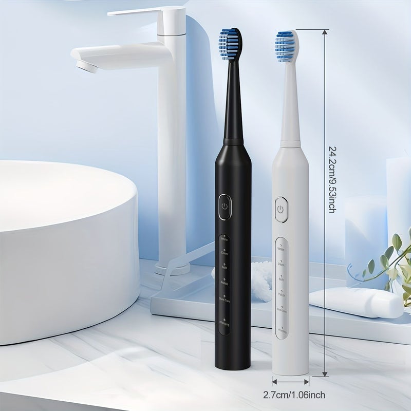 Ultrasonic Electric Toothbrush Water Flosser Oral Irrigator Set 5 Nozzles 4 Brush Heads 5 Brushing Modes 4 Cleaning Modes White Personal Care For Adult Men Women Students - Image 4