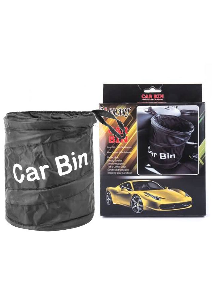 Excellent - Car Trash Can Foldable Storage Seat Back Debris Bucket Round Car Seat Back Hanging Trash Bag - Image 1