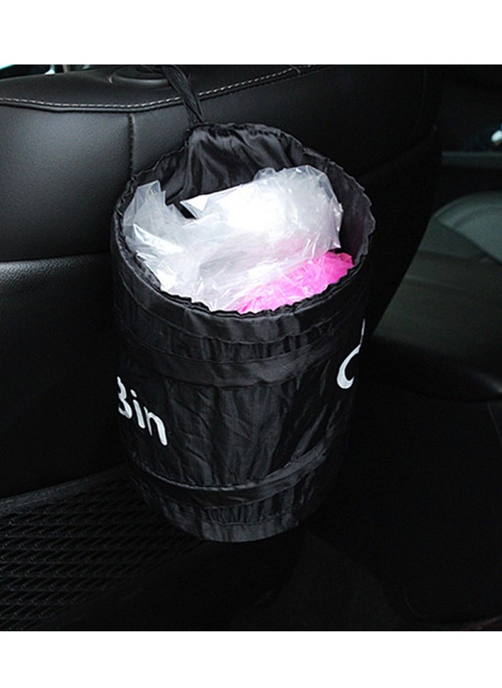 Excellent - Car Trash Can Foldable Storage Seat Back Debris Bucket Round Car Seat Back Hanging Trash Bag - Image 1