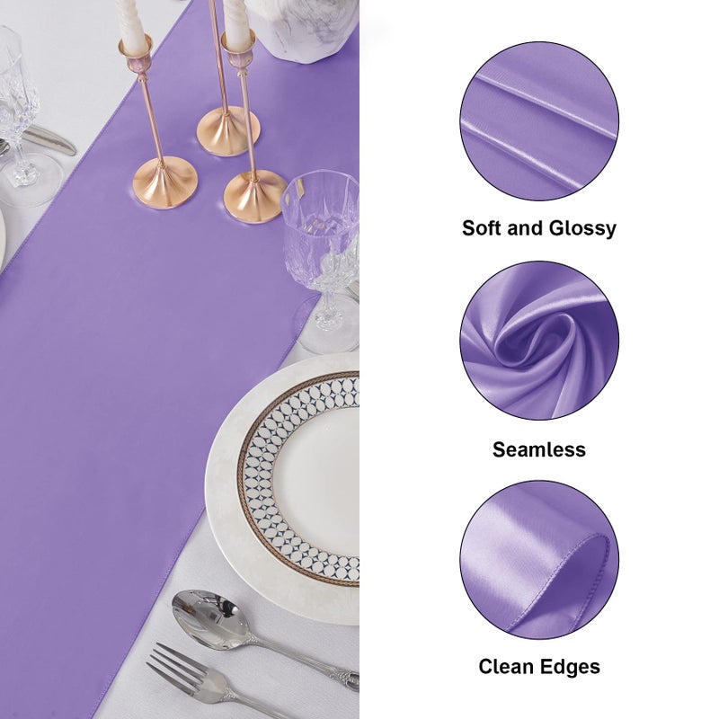 flohar 6Pack Table Runner 12 x 108 Inches Satin Silk Table Runner for Wedding, Birthday Party, Banquets, Graduations Decoration, fit Rectange and Round Table-Lavender - Image 3