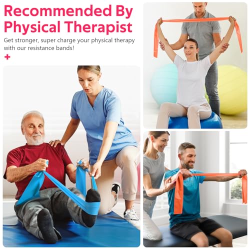 RENRANRING Resistance Bands for Working Out, Exercise Bands for Physical Therapy, Stretch, Recovery, Pilates, Rehab, Strength Training and Yoga Starter Set - Image 4