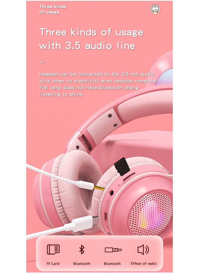 GULFLINK Bluetooth Wireless Headphones for Kids Teens Adults Pink  - Image 3