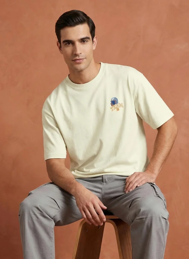 نوبيرو Men Oversized Graphic Printed T-shirt