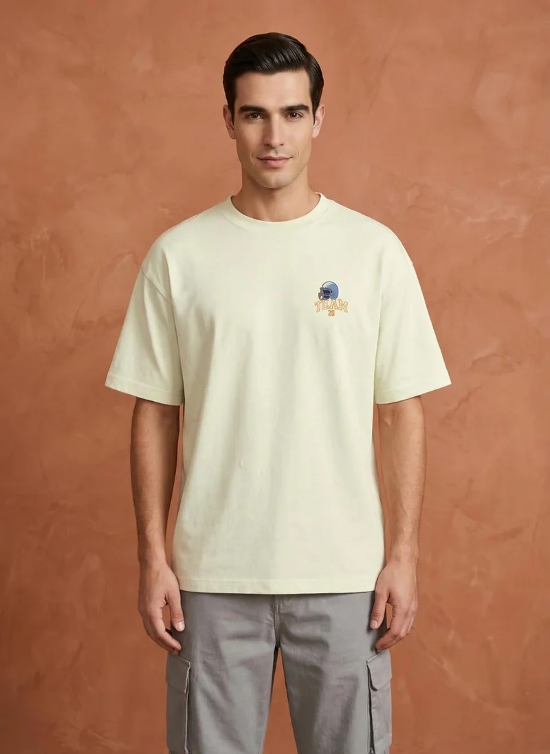 نوبيرو Men Oversized Graphic Printed T-shirt