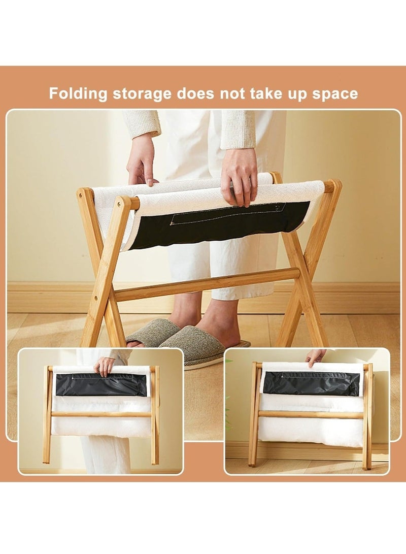 WALALLA Multifunctional  Foldable Wood Foot Stool, Ottoman Foot Rest, Under Desk Footrest with Removable Soft Foot Rest Pad for Home, Office - Image 2