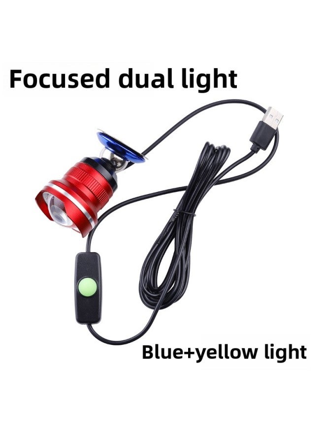 New Magnetic Fishing Light Fishing Box Lamp Head Raft Fishing Light Rod Slightly Light Zoom Dimming Night Fishing Light Blue Light Yellow Light