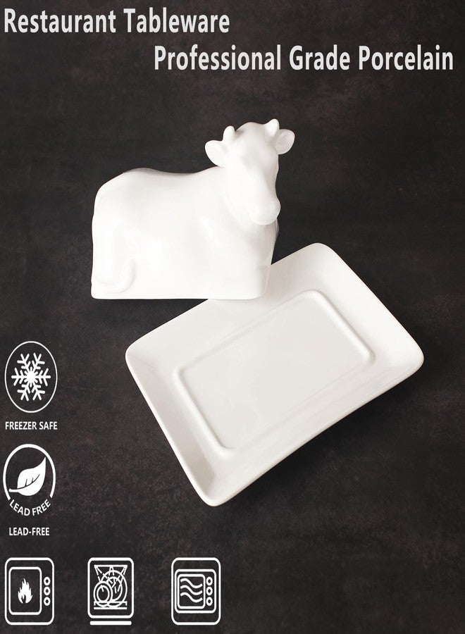 Creativity Home Porcelain Butter Dish with Lid, Butter Holder,Perfect for East and West Coast Butter, white Butter Tray Decor for Kitchen Gifts,7.5 In - Image 3
