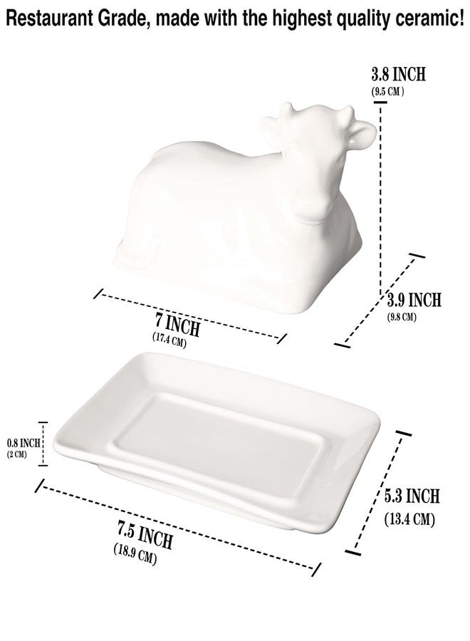 Creativity Home Porcelain Butter Dish with Lid, Butter Holder,Perfect for East and West Coast Butter, white Butter Tray Decor for Kitchen Gifts,7.5 In - Image 2
