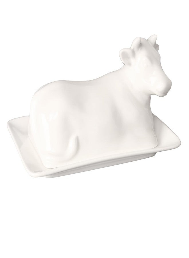 Creativity Home Porcelain Butter Dish with Lid, Butter Holder,Perfect for East and West Coast Butter, white Butter Tray Decor for Kitchen Gifts,7.5 In - Image 1