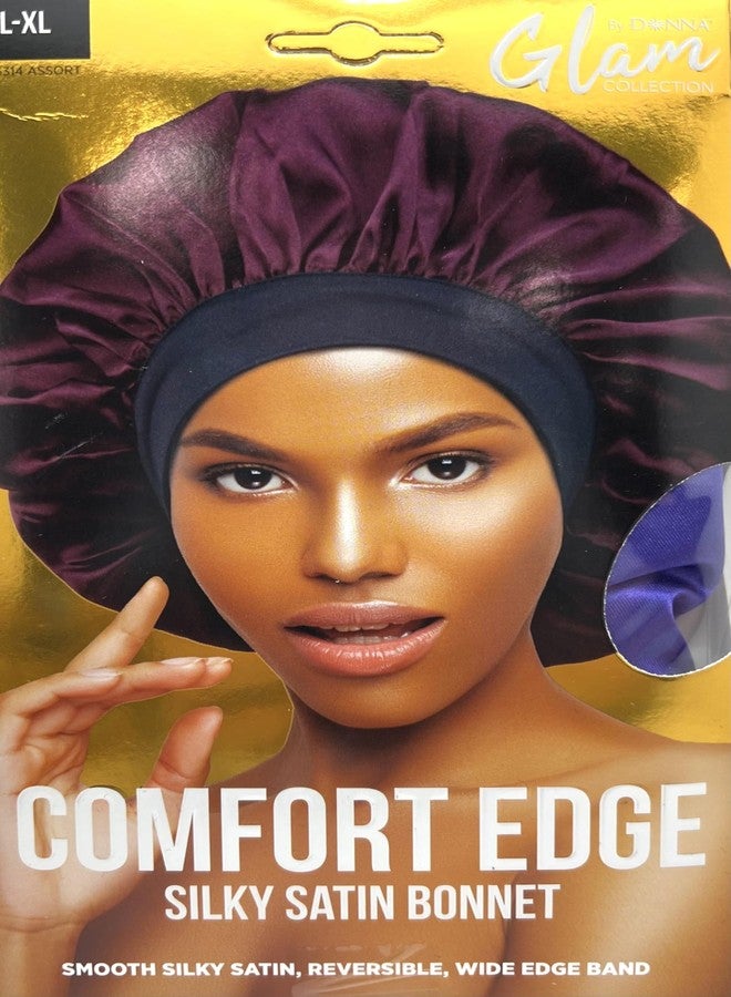 DONNA Comfort Edge Reversible Silky Satin Bonnet, Shower Cap for Women Silk Bonnet for Sleeping Satin Bonnet L-XL 1PC, LILAC COLOR