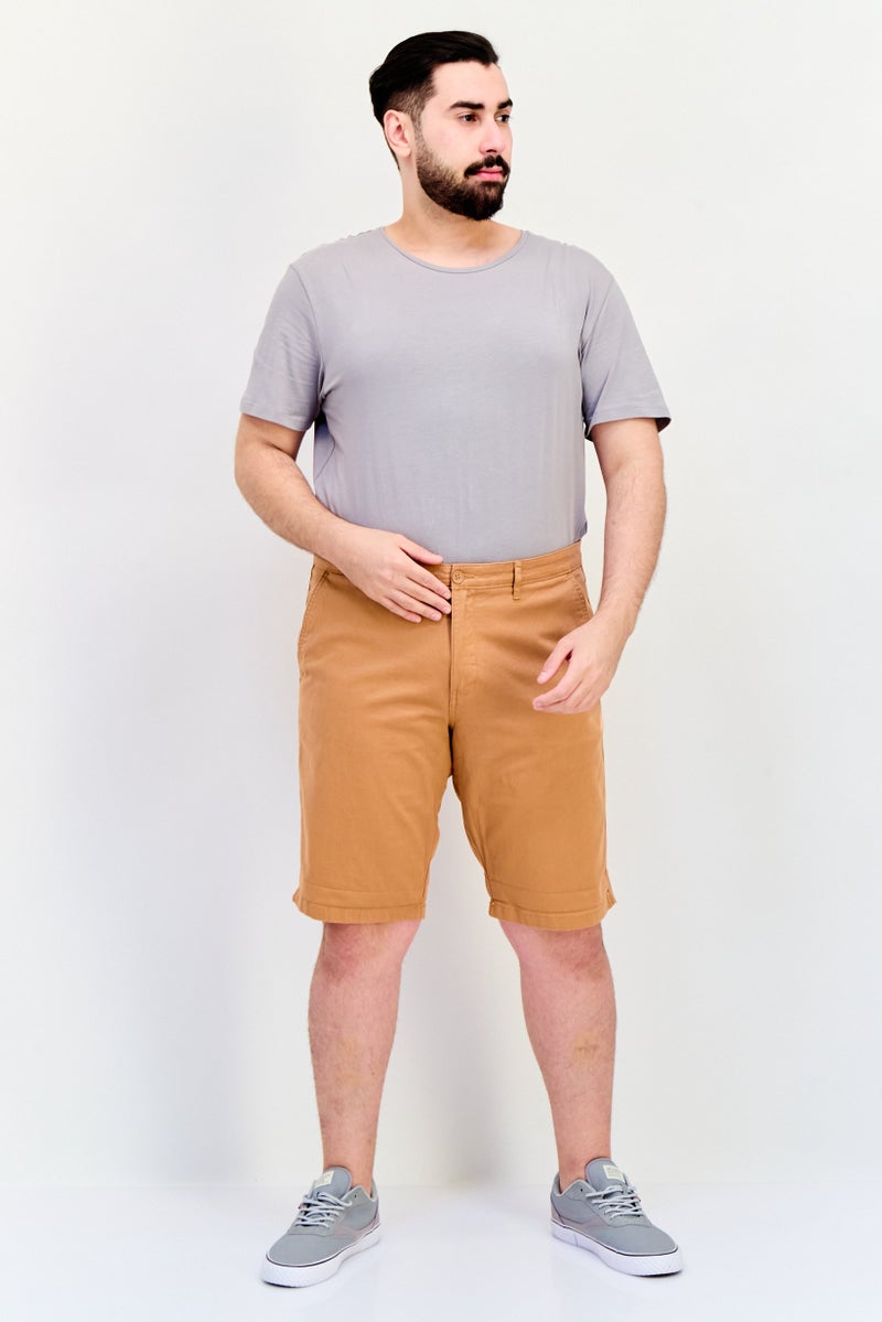 Celio Men Plain Basic Shorts, Brown - Image 4