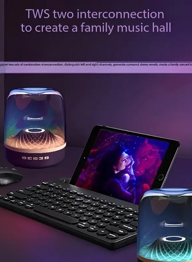 TIGER Bluetooth Speaker, Aura 5, 360 Surround Sound, Diamond Shaped Ambient Lighting Effect Desktop Bluetooth 5.3 Speaker Subwoofer - Black  - Image 4