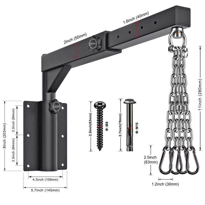 Dolibest Wall Mount Heavy Bag Hanger with 4 Chains, Heavy Duty 360Â° Swivel Punching Bag Hanger Stand, Adjustable Boxing Hanger for Home Gym Indoor Outdoor (800 LB Capacity) - Image 5