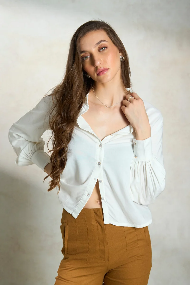فيرجيو Viscose Button Workwear Down Shirts for Women