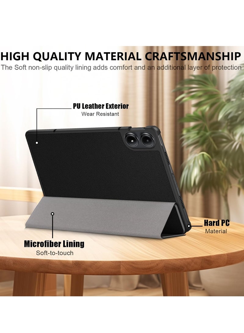 Barakah Case for Xiaomi Redmi Pad Pro 12.1 Inch 2024, Slim Protective Case, PU Leather Smart Cover with Auto Sleep/Wake, Black - Image 5