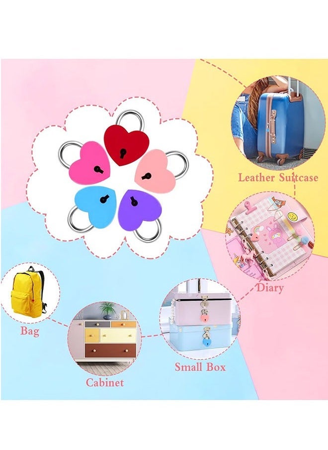 ZVEV 7 Piece Small Padlock Mini Lock Alloy Heart Shaped Lock with Key Suitcase Lock Lock Locker Decorative Diary Lock Love Decorative Lock for Box Diary Luggage (25*30mm) - Image 5