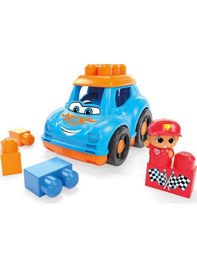 Mega Brands MEGA BLOKS First Builders Toddler Building Blocks Toy Set, Ricky Race Car with 6 Pieces and Storage, 1 Figure, Blue, Ages 1+ Years - Image 3