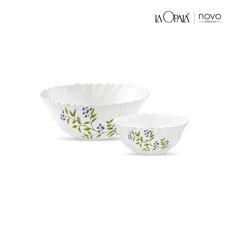 La Opala Novo Collection Opal Glass Crockery | Gift Set of 7 | Pudding Set 7 pcs Lush Greens | Bowls for Desserts & Gifting | Microwave Safe | 100% Vegetarian | Extra Strong | Light & White - Image 2